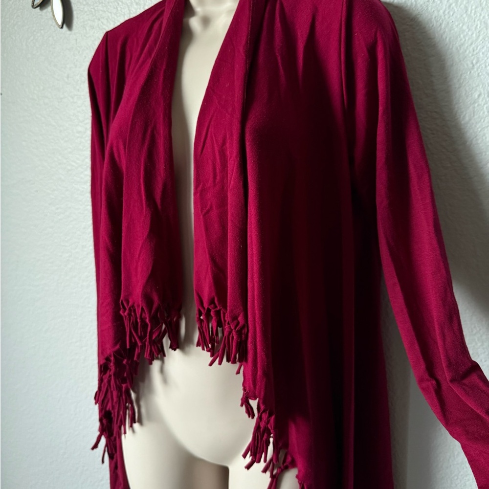Serena Williams Deep Red Fringe Cardigan